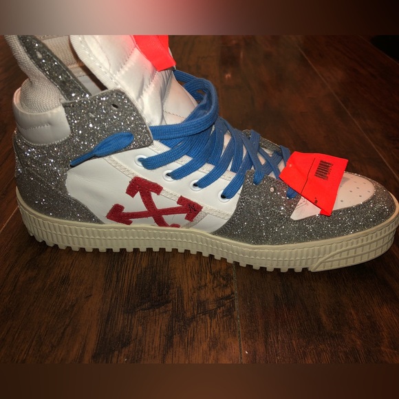 OFF-WHITE Off Court 3.0 High Top Sneaker Glitter White/Silver SZ44 - Picture 7 of 15